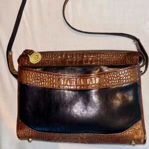 Brown and Black Leather Men's Bag
